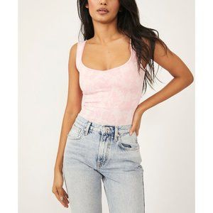 Free People Pink Floral Bodysuit